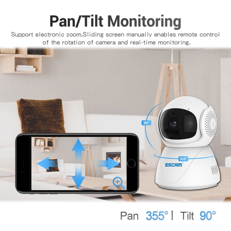 ESCAM PT201 HD 1080P Dual-band WiFi IP Camera, Support Night Vision / Motion Detection / Auto Tracking / TF Card / Two-way Audio, EU Plug, PT201 ESCAM PT201 HD 1080P Dual-band WiFi IP Camera, Support Night Vision / Motion Detection / Auto Tracking / TF Card / Two-way Audio, EU Plug, PT201